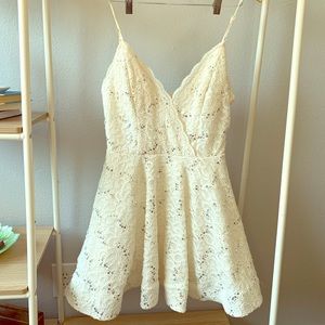 White Sparkly Short Flare Dress